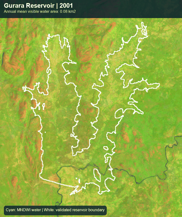 Annual Landsat animation of Gurara Reservoir from 2001 to 2026